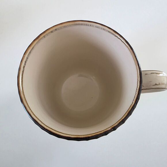 Crate & Barrel Ceramic Mugs Set of 4 Teal Bronze Textured Asian Style Mid Centur - Picture 4 of 13